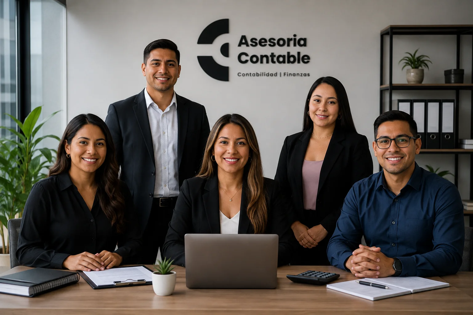 Equipo contable de Asesoría Contable revisando informes financieros en su oficina de Pereira